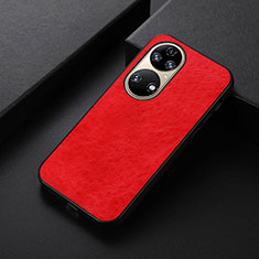 Funda Lujo Cuero Carcasa B05H para Huawei P50 Rojo