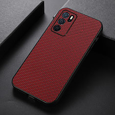 Funda Lujo Cuero Carcasa B05H para Oppo A16 Rojo