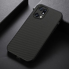 Funda Lujo Cuero Carcasa B05H para Oppo Find X5 Pro 5G Negro