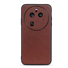 Funda Lujo Cuero Carcasa B05H para Oppo Find X6 5G Marron