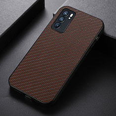 Funda Lujo Cuero Carcasa B05H para Oppo Reno6 5G Marron