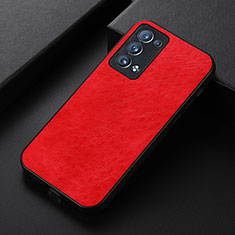 Funda Lujo Cuero Carcasa B05H para Oppo Reno6 Pro+ Plus 5G Rojo