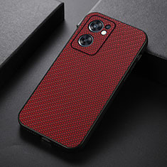 Funda Lujo Cuero Carcasa B05H para Oppo Reno7 SE 5G Rojo