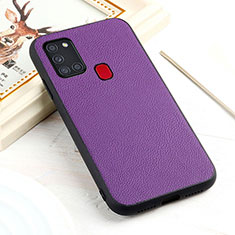 Funda Lujo Cuero Carcasa B05H para Samsung Galaxy A21s Morado