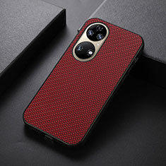 Funda Lujo Cuero Carcasa B07H para Huawei P50 Pro Rojo