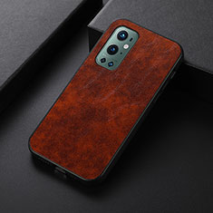 Funda Lujo Cuero Carcasa B07H para OnePlus 9 Pro 5G Marron Claro