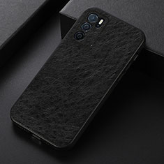 Funda Lujo Cuero Carcasa B07H para Oppo A16 Negro