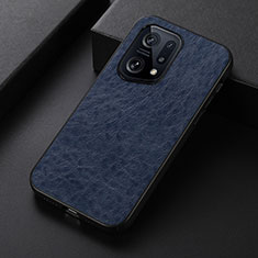 Funda Lujo Cuero Carcasa B07H para Oppo Find X5 5G Azul