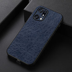 Funda Lujo Cuero Carcasa B07H para Oppo Find X5 Pro 5G Azul