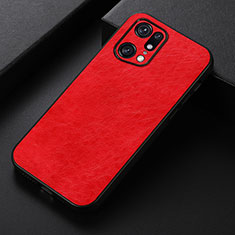 Funda Lujo Cuero Carcasa B07H para Oppo Find X5 Pro 5G Rojo