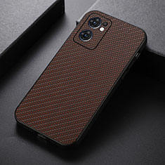 Funda Lujo Cuero Carcasa B07H para Oppo Reno7 5G Marron