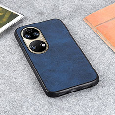 Funda Lujo Cuero Carcasa B08H para Huawei P50 Azul