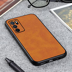 Funda Lujo Cuero Carcasa B08H para Oppo A54s Marron