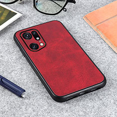 Funda Lujo Cuero Carcasa B08H para Oppo Find X5 Pro 5G Rojo