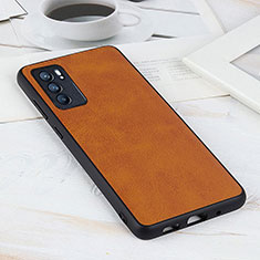 Funda Lujo Cuero Carcasa B08H para Oppo Reno6 5G Marron