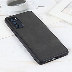 Funda Lujo Cuero Carcasa B08H para Oppo Reno6 5G Negro