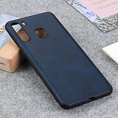 Funda Lujo Cuero Carcasa B08H para Samsung Galaxy A21 Azul