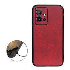 Funda Lujo Cuero Carcasa B08H para Vivo T1 5G India Rojo