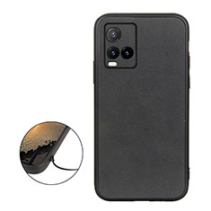 Funda Lujo Cuero Carcasa B08H para Vivo Y21 Negro