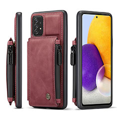 Funda Lujo Cuero Carcasa C01S para Samsung Galaxy A72 4G Rojo