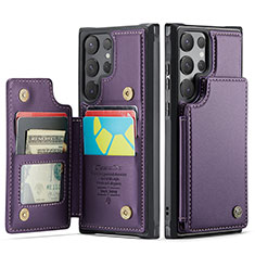 Funda Lujo Cuero Carcasa C01S para Samsung Galaxy S24 Ultra 5G Morado