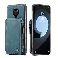 Funda Lujo Cuero Carcasa C01S para Xiaomi Redmi Note 9 Pro Azul