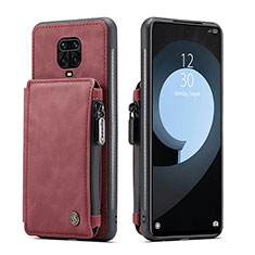 Funda Lujo Cuero Carcasa C01S para Xiaomi Redmi Note 9S Rojo