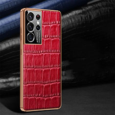 Funda Lujo Cuero Carcasa C09 para Samsung Galaxy S21 Ultra 5G Rojo