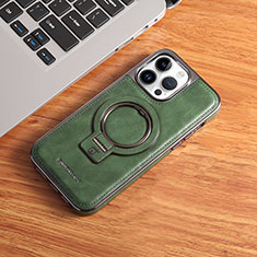 Funda Lujo Cuero Carcasa con Mag-Safe Magnetic JD1 para Apple iPhone 16 Pro Max Verde