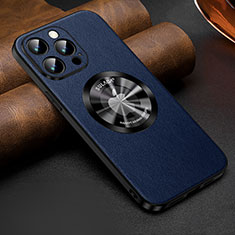 Funda Lujo Cuero Carcasa con Mag-Safe Magnetic LD2 para Apple iPhone 13 Pro Max Azul