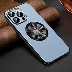 Funda Lujo Cuero Carcasa con Mag-Safe Magnetic LD2 para Apple iPhone 13 Pro Max Azul Claro