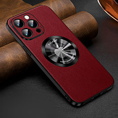 Funda Lujo Cuero Carcasa con Mag-Safe Magnetic LD2 para Apple iPhone 13 Pro Max Rojo