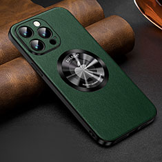 Funda Lujo Cuero Carcasa con Mag-Safe Magnetic LD2 para Apple iPhone 13 Pro Verde