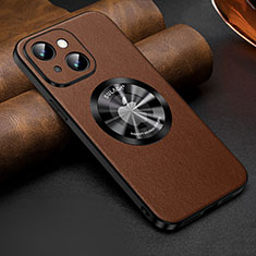 Funda Lujo Cuero Carcasa con Mag-Safe Magnetic LD2 para Apple iPhone 14 Marron