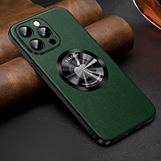 Funda Lujo Cuero Carcasa con Mag-Safe Magnetic LD2 para Apple iPhone 14 Pro Verde