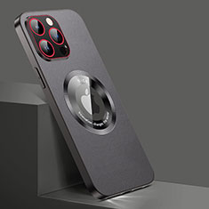 Funda Lujo Cuero Carcasa con Mag-Safe Magnetic QC1 para Apple iPhone 15 Pro Max Negro