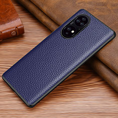 Funda Lujo Cuero Carcasa DL1 para Huawei P50 Azul