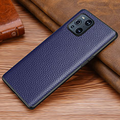 Funda Lujo Cuero Carcasa DL1 para Oppo Find X3 5G Azul