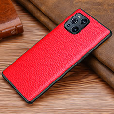 Funda Lujo Cuero Carcasa DL1 para Oppo Find X3 5G Rojo