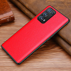 Funda Lujo Cuero Carcasa DL1 para Oppo Reno6 Pro+ Plus 5G Rojo