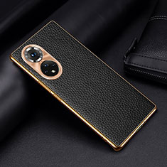 Funda Lujo Cuero Carcasa DL2 para Huawei Honor 50 5G Negro