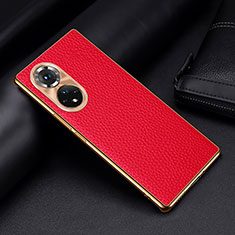 Funda Lujo Cuero Carcasa DL2 para Huawei Honor 50 5G Rojo