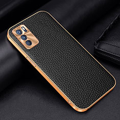 Funda Lujo Cuero Carcasa DL2 para Oppo Reno6 5G Negro