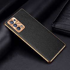 Funda Lujo Cuero Carcasa DL2 para Oppo Reno6 Pro+ Plus 5G Negro