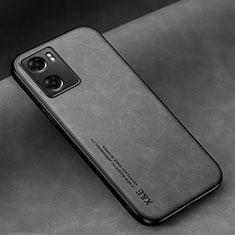 Funda Lujo Cuero Carcasa DY1 para Oppo A57s Gris