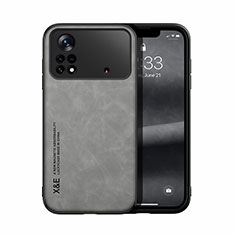 Funda Lujo Cuero Carcasa DY1 para Xiaomi Poco X4 Pro 5G Gris