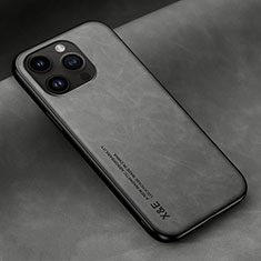 Funda Lujo Cuero Carcasa DY2 para Apple iPhone 15 Pro Max Gris