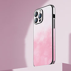 Funda Lujo Cuero Carcasa Gradiente AT1 para Apple iPhone 14 Pro Max Rosa