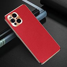 Funda Lujo Cuero Carcasa GS1 para Oppo Find X3 5G Rojo