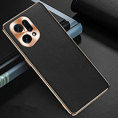 Funda Lujo Cuero Carcasa GS1 para Oppo Find X5 5G Negro